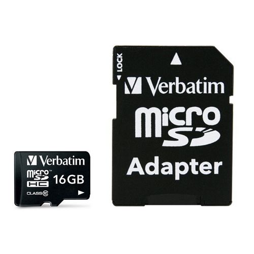 MICRO-SDHC GEHEUGENKAART 16GB VERBATIM CLASS-10 INCL. ADAPTER